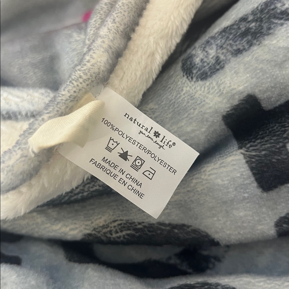 Natural Life Throw Blanket Gray with Floral Print - Picture 3 of 6